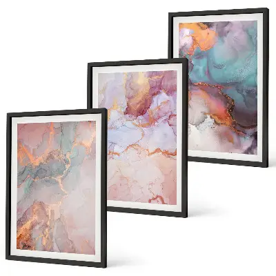 Wanddecoratieset schilderijen met abstracte pastelpatronen