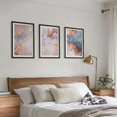 Wanddecoratieset schilderijen met abstracte pastelpatronen