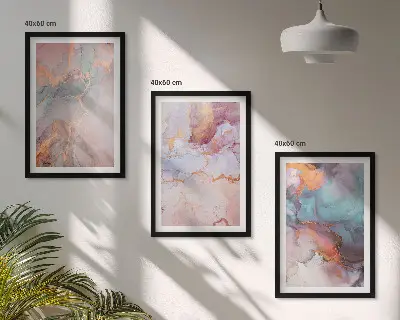 Wanddecoratieset schilderijen met abstracte pastelpatronen