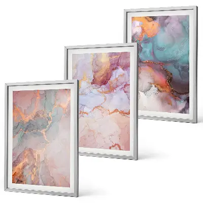 Wanddecoratieset schilderijen met abstracte pastelpatronen
