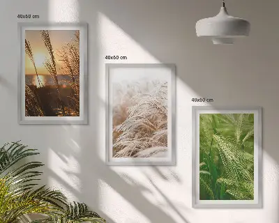 Wanddecoratie set schilderijen kleurrijke natuur met grassen