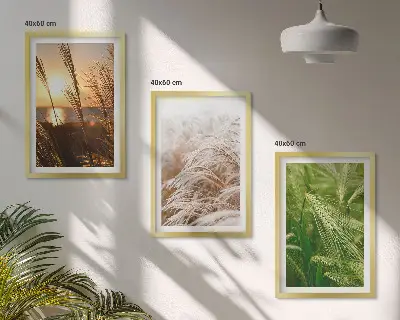 Wanddecoratie set schilderijen kleurrijke natuur met grassen