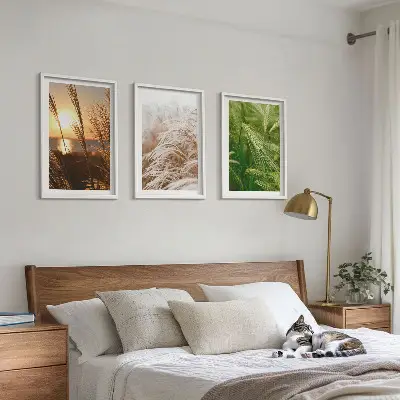 Wanddecoratie set schilderijen kleurrijke natuur met grassen