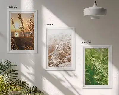 Wanddecoratie set schilderijen kleurrijke natuur met grassen