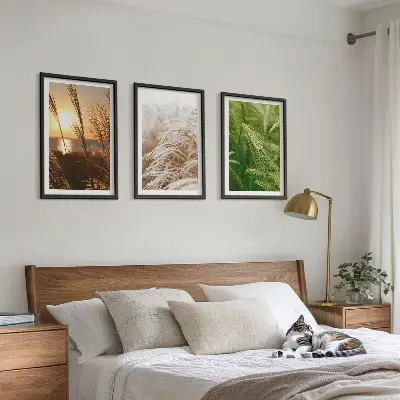 Wanddecoratie set schilderijen kleurrijke natuur met grassen