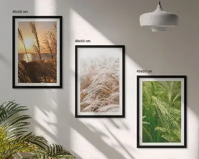 Wanddecoratie set schilderijen kleurrijke natuur met grassen
