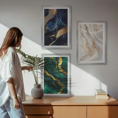 Fotowand met abstracte blauwgroene patronen