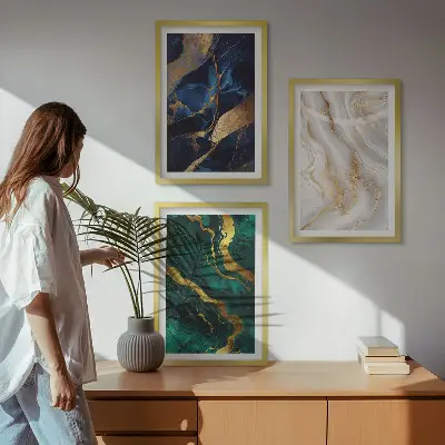 Fotowand met abstracte blauwgroene patronen