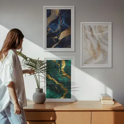 Fotowand met abstracte blauwgroene patronen