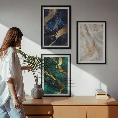 Fotowand met abstracte blauwgroene patronen