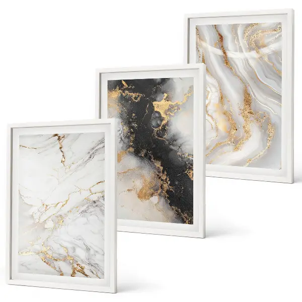 Wanddecoratie set schilderijen Abstracte wit-zwarte patronen