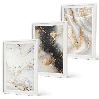Wanddecoratie set schilderijen Abstracte wit-zwarte patronen