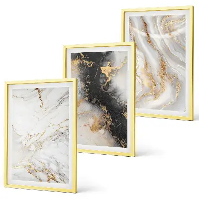 Wanddecoratie set schilderijen Abstracte wit-zwarte patronen