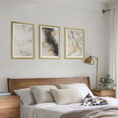 Wanddecoratie set schilderijen Abstracte wit-zwarte patronen