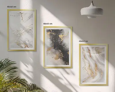 Wanddecoratie set schilderijen Abstracte wit-zwarte patronen