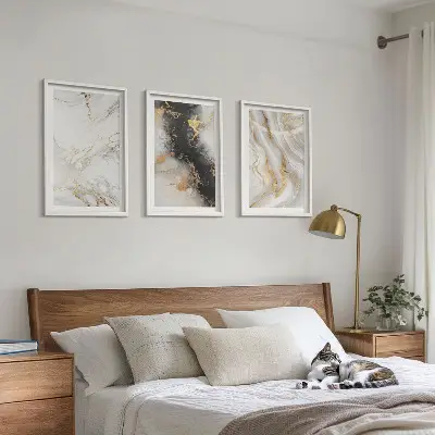 Wanddecoratie set schilderijen Abstracte wit-zwarte patronen