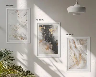Wanddecoratie set schilderijen Abstracte wit-zwarte patronen