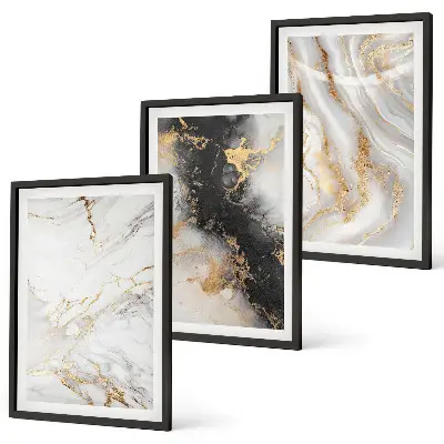 Wanddecoratie set schilderijen Abstracte wit-zwarte patronen