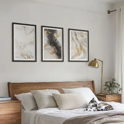 Wanddecoratie set schilderijen Abstracte wit-zwarte patronen