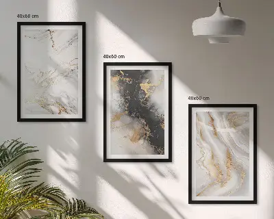 Wanddecoratie set schilderijen Abstracte wit-zwarte patronen