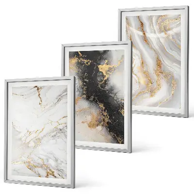 Wanddecoratie set schilderijen Abstracte wit-zwarte patronen
