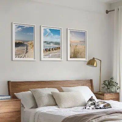 Fotowand met strand, zand, golven, lucht en vogels