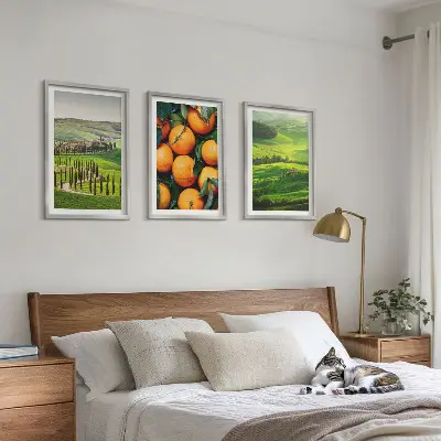 Wanddecoratie set schilderijen Italiaans plattelandslandschap met sinaasappels