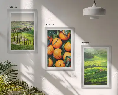 Wanddecoratie set schilderijen Italiaans plattelandslandschap met sinaasappels