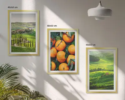 Wanddecoratie set schilderijen Italiaans plattelandslandschap met sinaasappels