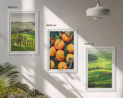 Wanddecoratie set schilderijen Italiaans plattelandslandschap met sinaasappels