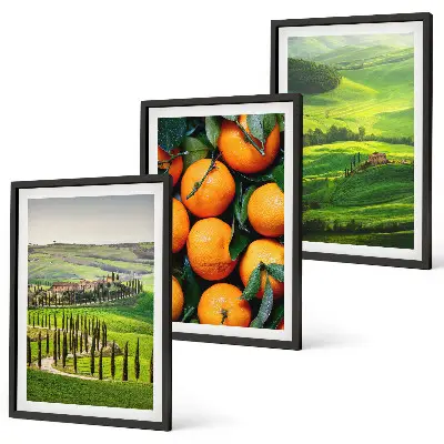 Wanddecoratie set schilderijen Italiaans plattelandslandschap met sinaasappels