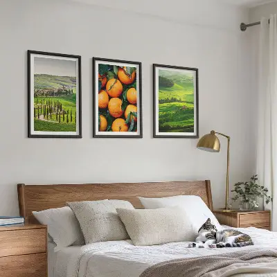 Wanddecoratie set schilderijen Italiaans plattelandslandschap met sinaasappels