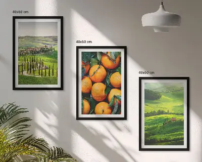 Wanddecoratie set schilderijen Italiaans plattelandslandschap met sinaasappels