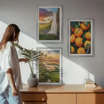 Fotowand met afbeelding van oranje bergwaterval