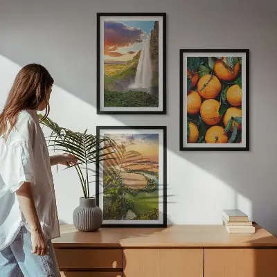 Fotowand met afbeelding van oranje bergwaterval