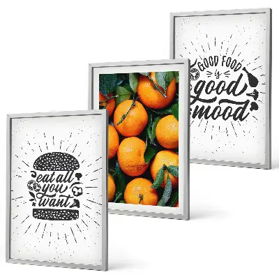 Wanddecoratie set schilderijen met sappige sinaasappels voor in de keuken