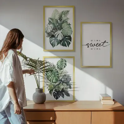 Fotowand met planten en de tekst Sweet Home