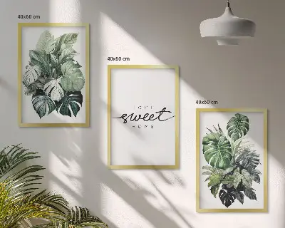 Fotowand met planten en de tekst Sweet Home