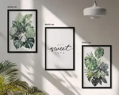 Fotowand met planten en de tekst Sweet Home