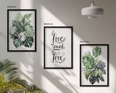Wanddecoratie set schilderijen Bladrijke planten leven, lachen, houden van