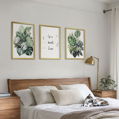 Wanddecoratie set schilderijen Aquarel Monstera-bladeren