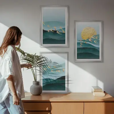 Fotowand met abstracte zonsonderganglandschappen