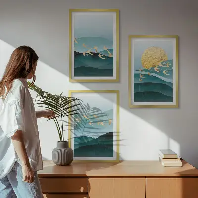 Fotowand met abstracte zonsonderganglandschappen
