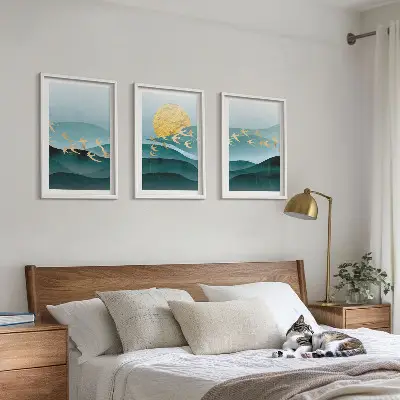 Fotowand met abstracte zonsonderganglandschappen