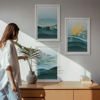 Fotowand met abstracte zonsonderganglandschappen