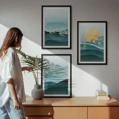 Fotowand met abstracte zonsonderganglandschappen