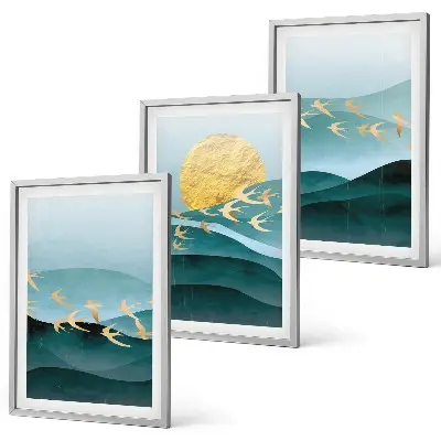 Fotowand met abstracte zonsonderganglandschappen
