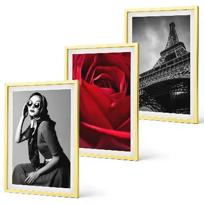 Wanddecoratie set schilderijen Parijse dame met Eiffel-bril