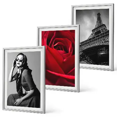 Wanddecoratie set schilderijen Parijse dame met Eiffel-bril
