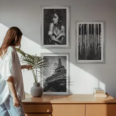 Fotowand Portret van een vrouw met een Eiffeltoren